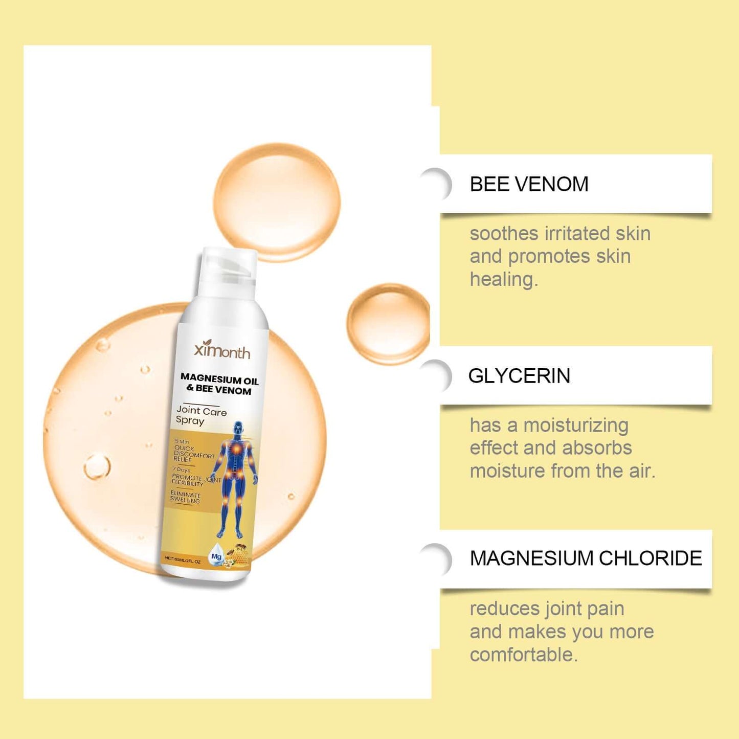 NUTRIVIBE Joint Care Spray for joint comfort and relief, featuring magnesium oil and bee venom in an easy-to-use spray.