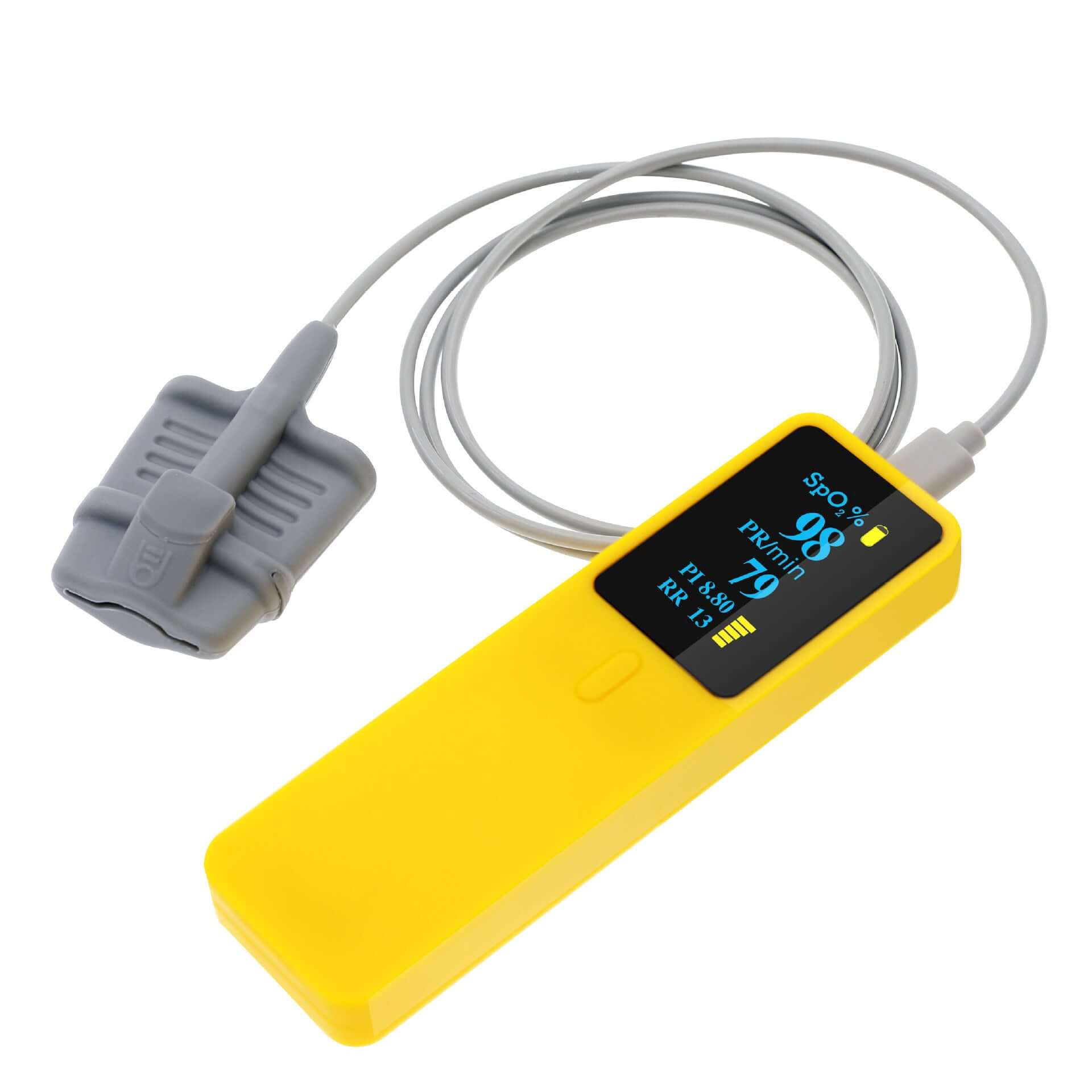 Nutrivibe Handheld Pulse Oximeter monitors SpO2 and pulse rate with finger or palm sensors, ideal for home, clinical, and cross-border use.