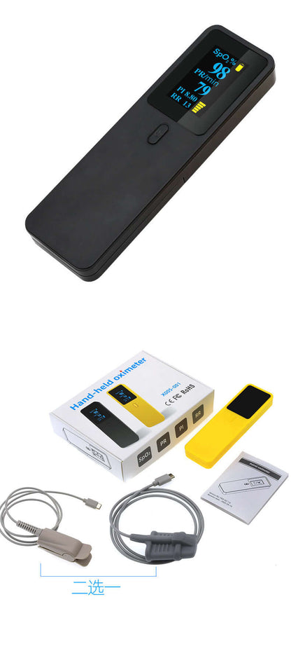 Nutrivibe Handheld Pulse Oximeter monitors SpO2 and pulse rate with finger or palm sensors, ideal for home, clinical, and cross-border use.