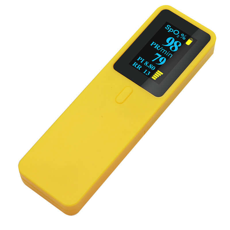 Nutrivibe Handheld Pulse Oximeter monitors SpO2 and pulse rate with finger or palm sensors, ideal for home, clinical, and cross-border use.