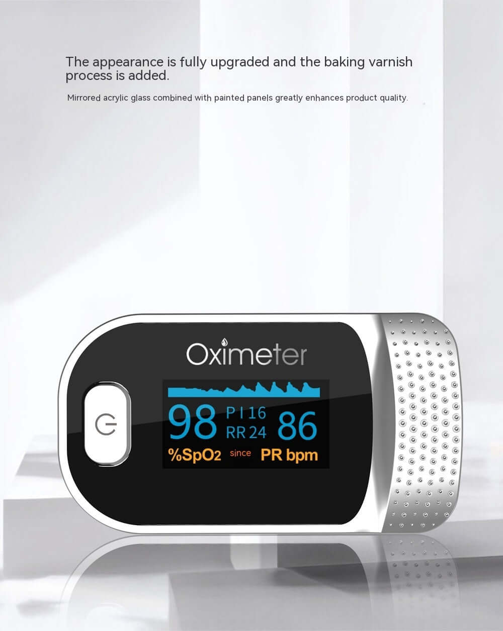 Nutrivibe Finger Pulse Oximeter provides accurate and portable monitoring of blood oxygen saturation and pulse rate for household use.