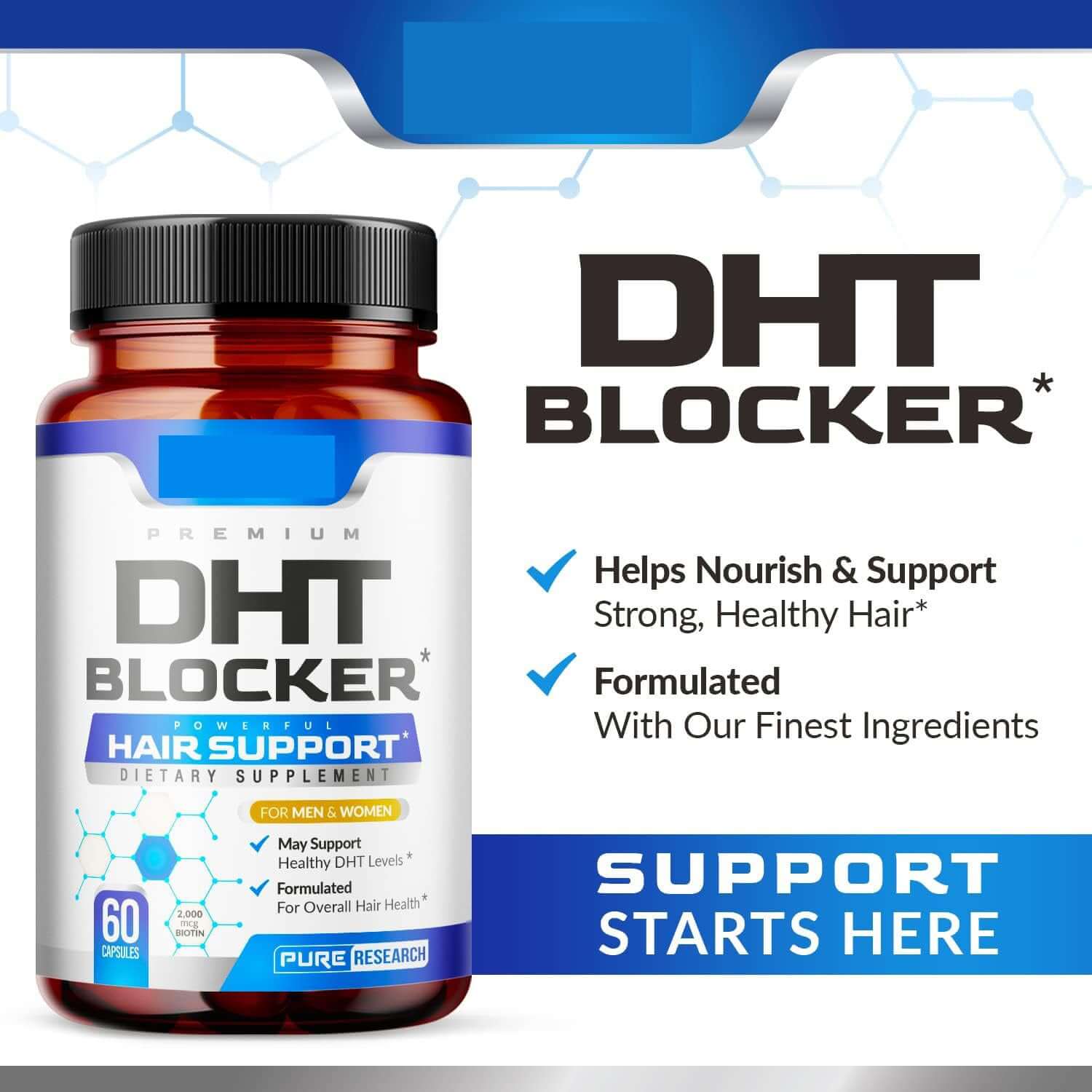 NUTRIVIBE DHT Capsules support hair health, strengthen follicles, and promote balance for natural growth and vitality.