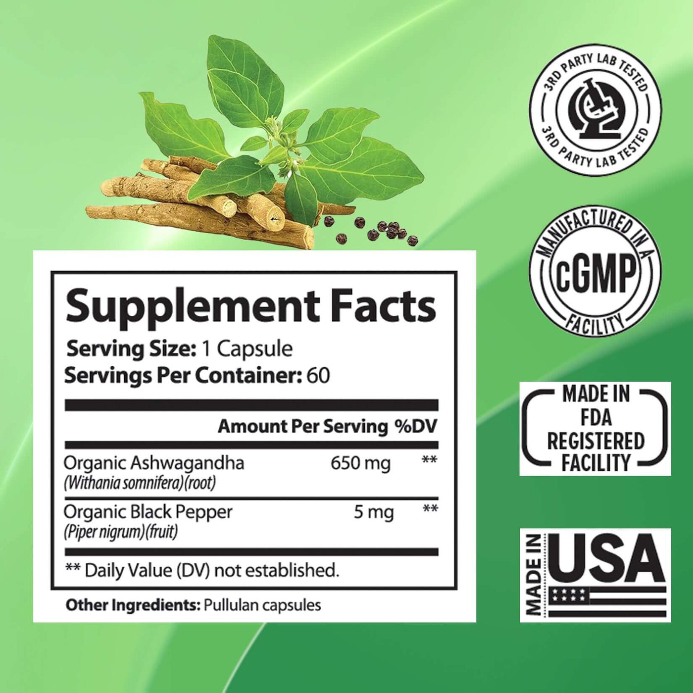 NUTRIVIBE Ashwagandha Capsules support stress relief, balanced energy, immune health, and mood with organic, vegan-friendly herbal care.