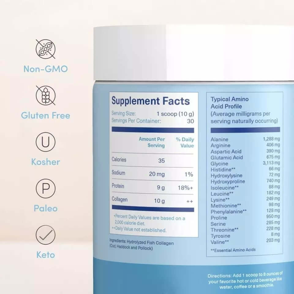 NUTRIVIBE Ocean Collagen Protein Powder supports skin, joints, and vitality with pure marine-sourced collagen peptides.