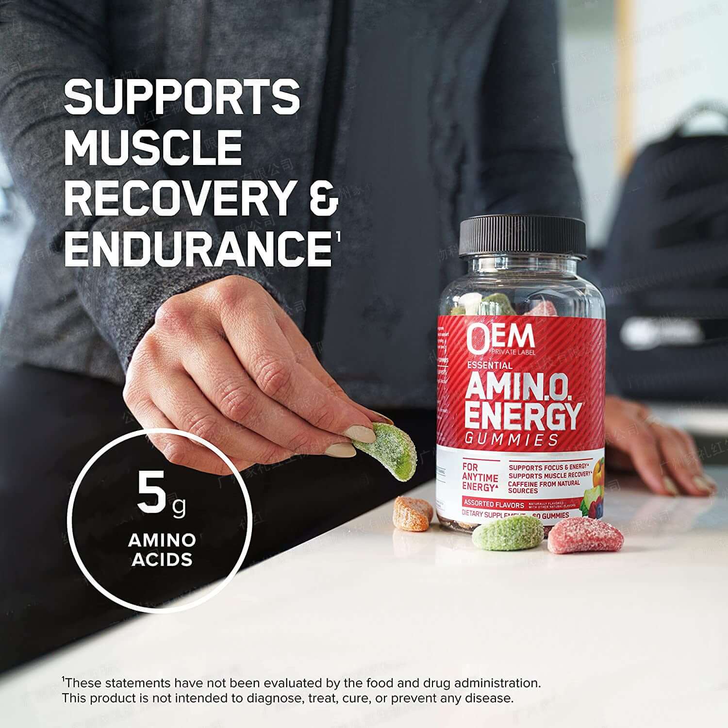 NUTRIVIBE Amino Acid Energy Soft Candy boosts energy, supports muscle recovery, and enhances stamina with a tasty, convenient daily supplement.
