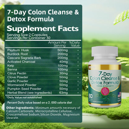 NUTRIVIBE 7-Day Colon Cleanse & Detox Capsules support digestive wellness, promote toxin removal, and enhance gut health naturally