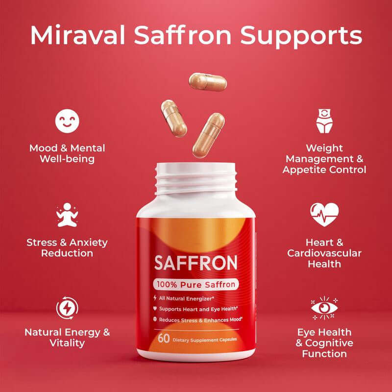 NUTRIVIBE Saffron Vitamin Capsules support mood balance, eye health, and overall wellness with natural antioxidants and daily nutrition.