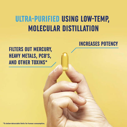 Nutrivibe Fish Oil Soft Capsule Lemon Flavor delivers omega-3 support for heart, brain, and joint health in a refreshing taste.