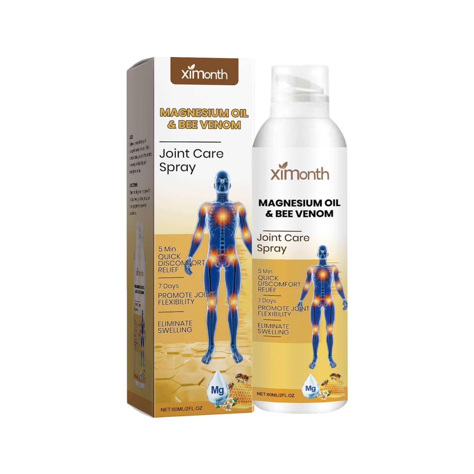 NUTRIVIBE Joint Care Spray for joint comfort and relief, featuring magnesium oil and bee venom in an easy-to-use spray.