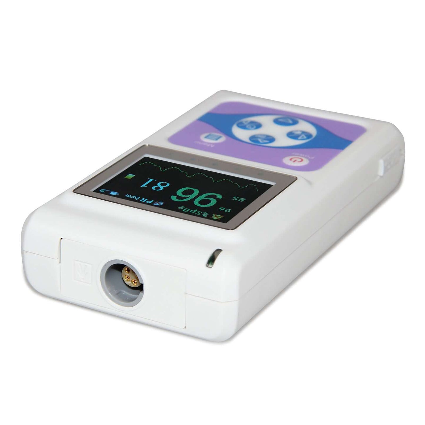 Nutrivibe Pulse Oximeter monitors SpO2 and heart rate for infants, children, and adults, featuring PC software and CE/FDA certification for reliable medical use.