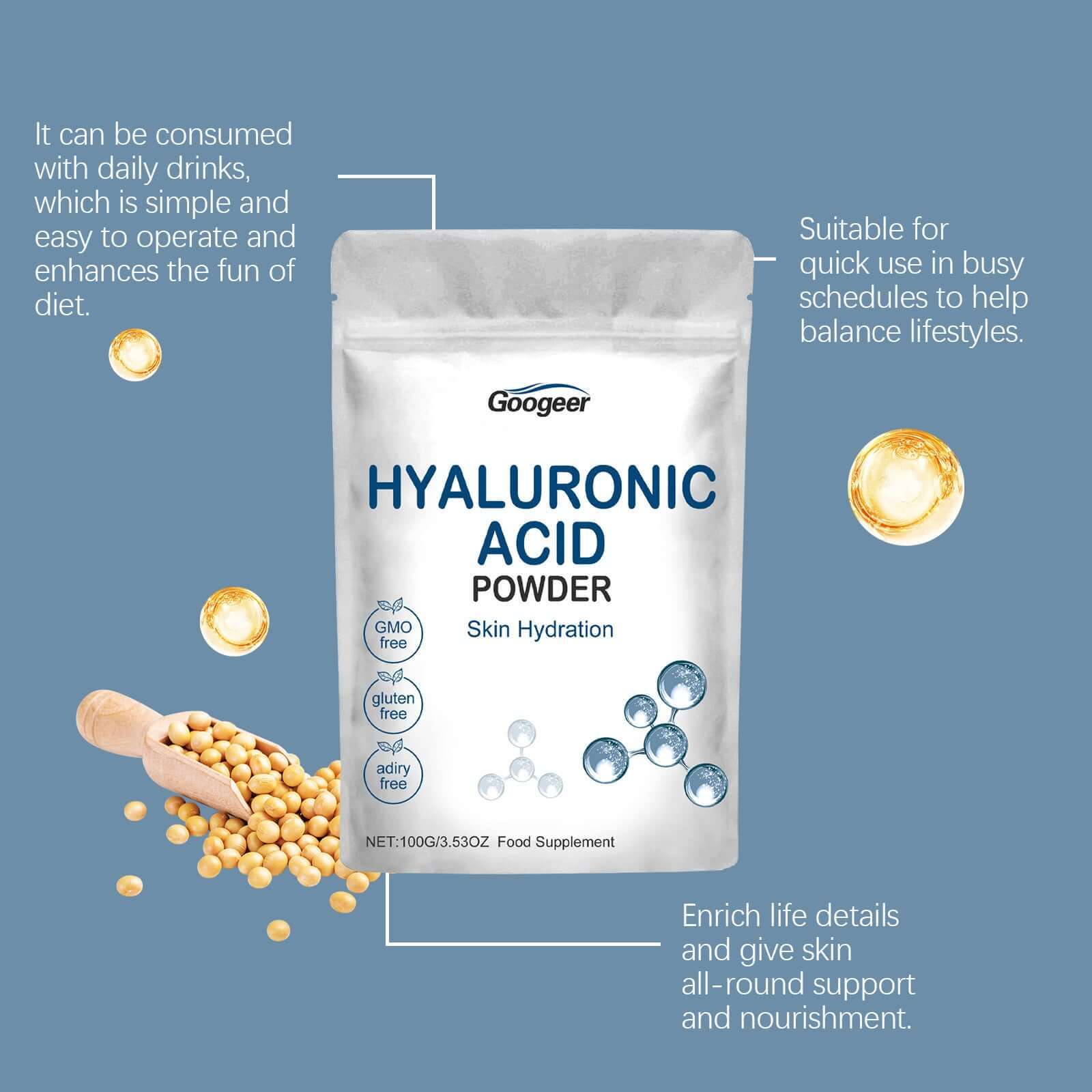 NUTRIVIBE Hyaluronic Acid Protein Powder