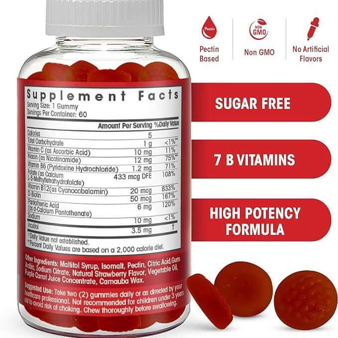 NUTRIVIBE Complex Vitamin B Gummies boost energy, support metabolism, and promote wellness with delicious, easy-to-take daily nutrition.