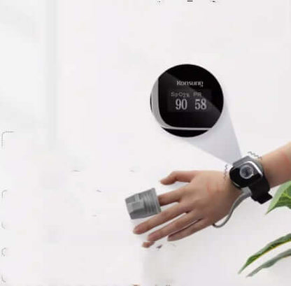 Nutrivibe Smart Oximeter Bracelet tracks heart rate, blood oxygen, sleep quality, and breathing patterns with Bluetooth connectivity for real-time monitoring.