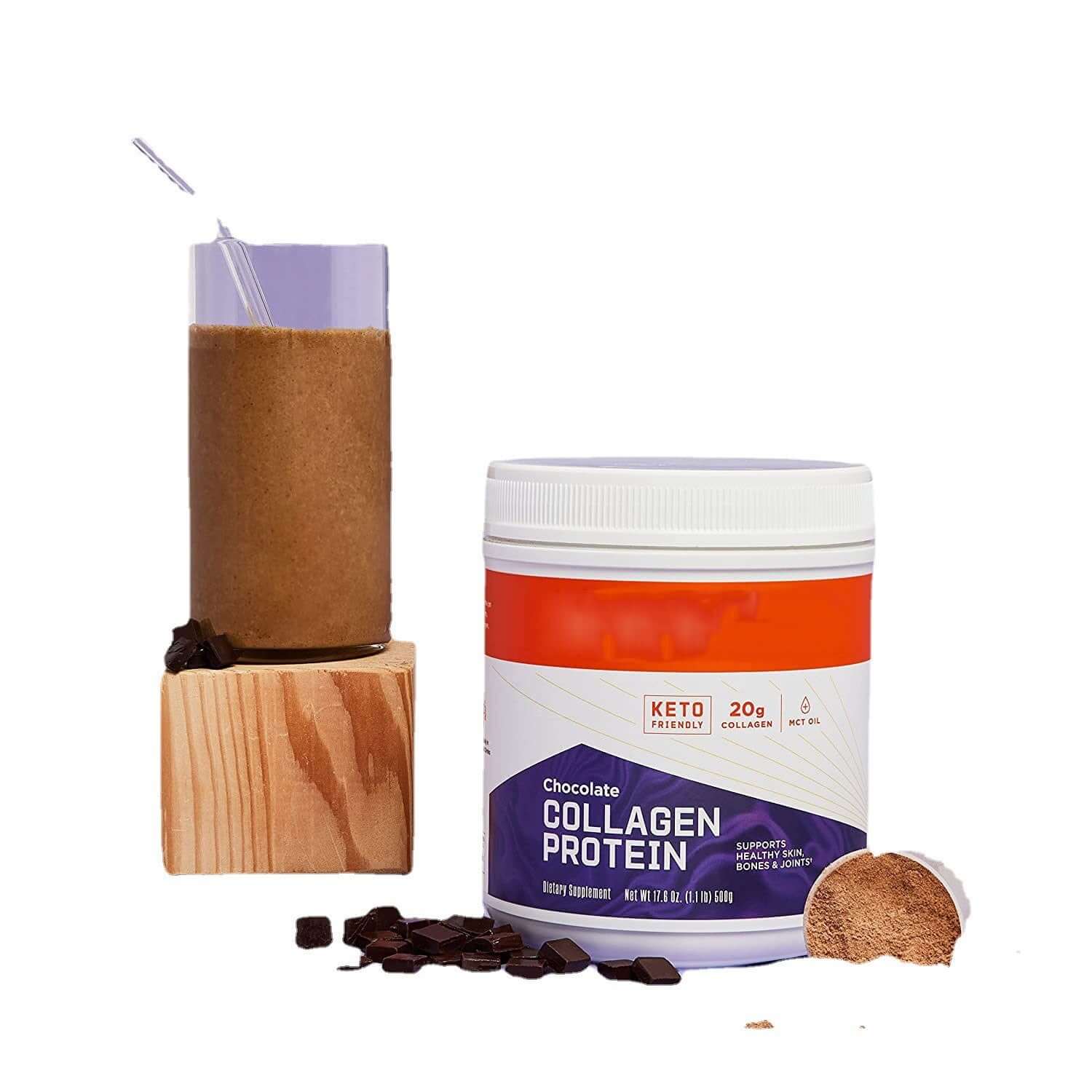NUTRIVIBE Chocolate Collagen Protein Powder supports skin, hair, and joint health while providing high-quality protein for body wellness.
