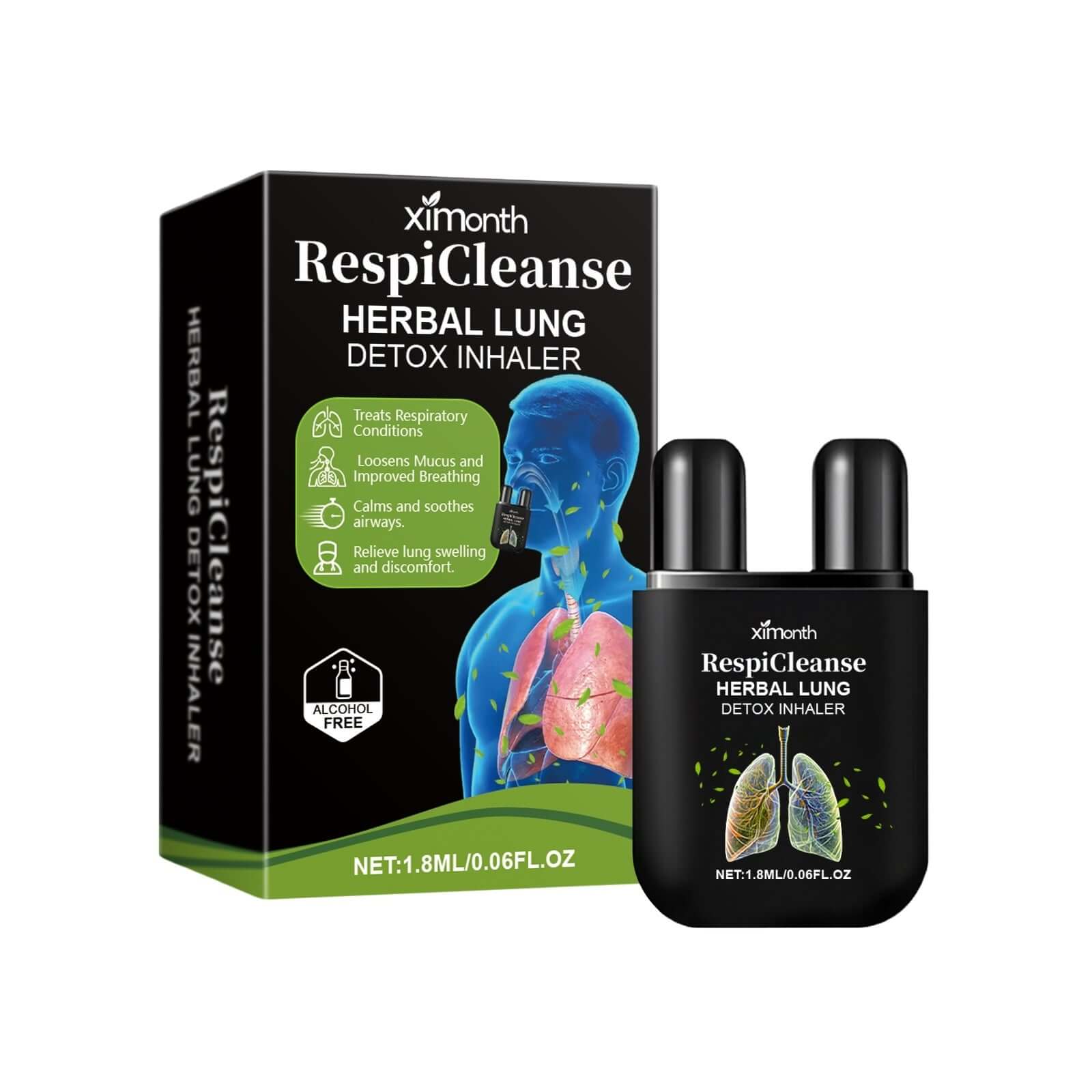 Breathe easier with NUTRIVIBE Herbal Lung Detox Inhaler. Supports lung health, clears airways, and promotes fresh respiratory balance.