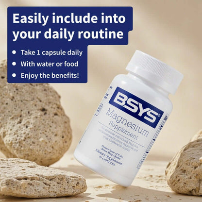 NUTRIVIBE Magnesium Supplements support sleep, anxiety relief, muscle relaxation, heart health, blood sugar balance, and cognitive function.