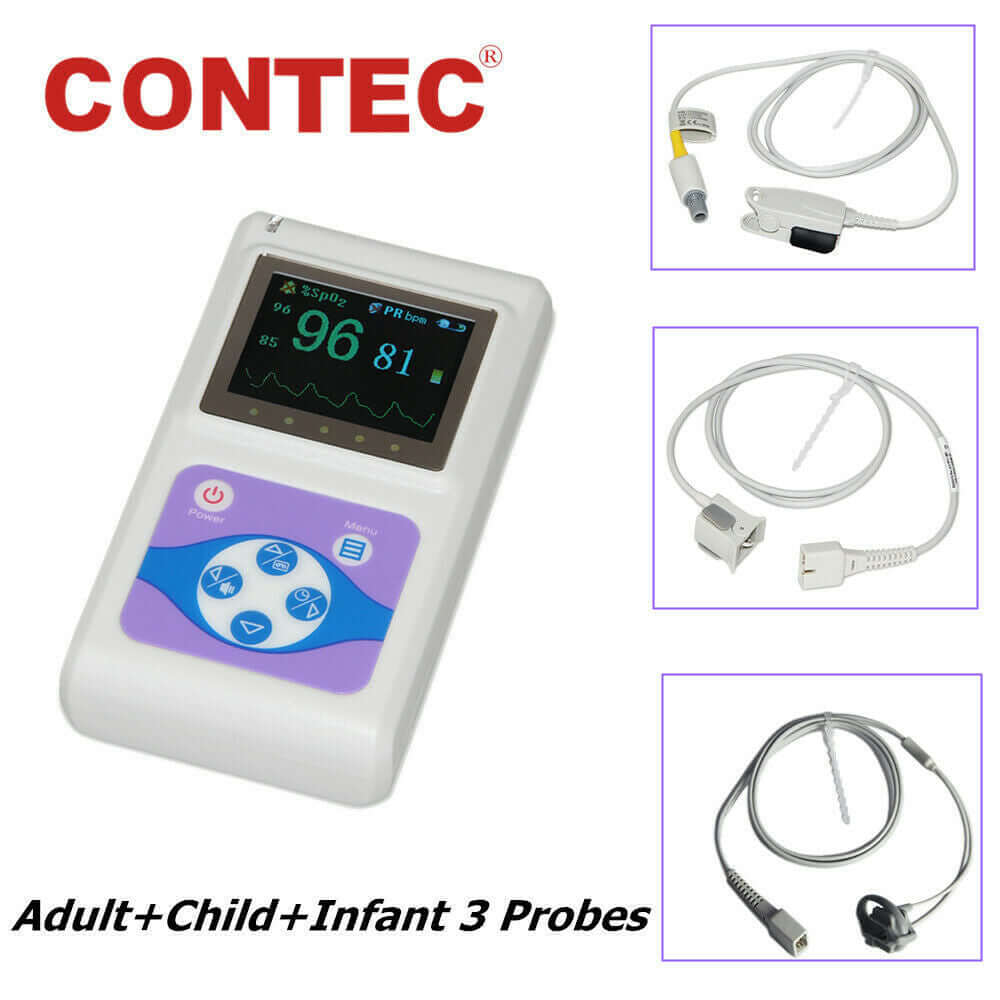 Nutrivibe Pulse Oximeter monitors SpO2 and heart rate for infants, children, and adults, featuring PC software and CE/FDA certification for reliable medical use.