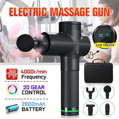 Nutrivibe 4-Head Body Massage Gun relieves muscle tension, reduces soreness, and enhances recovery with four interchangeable heads for targeted therapy.