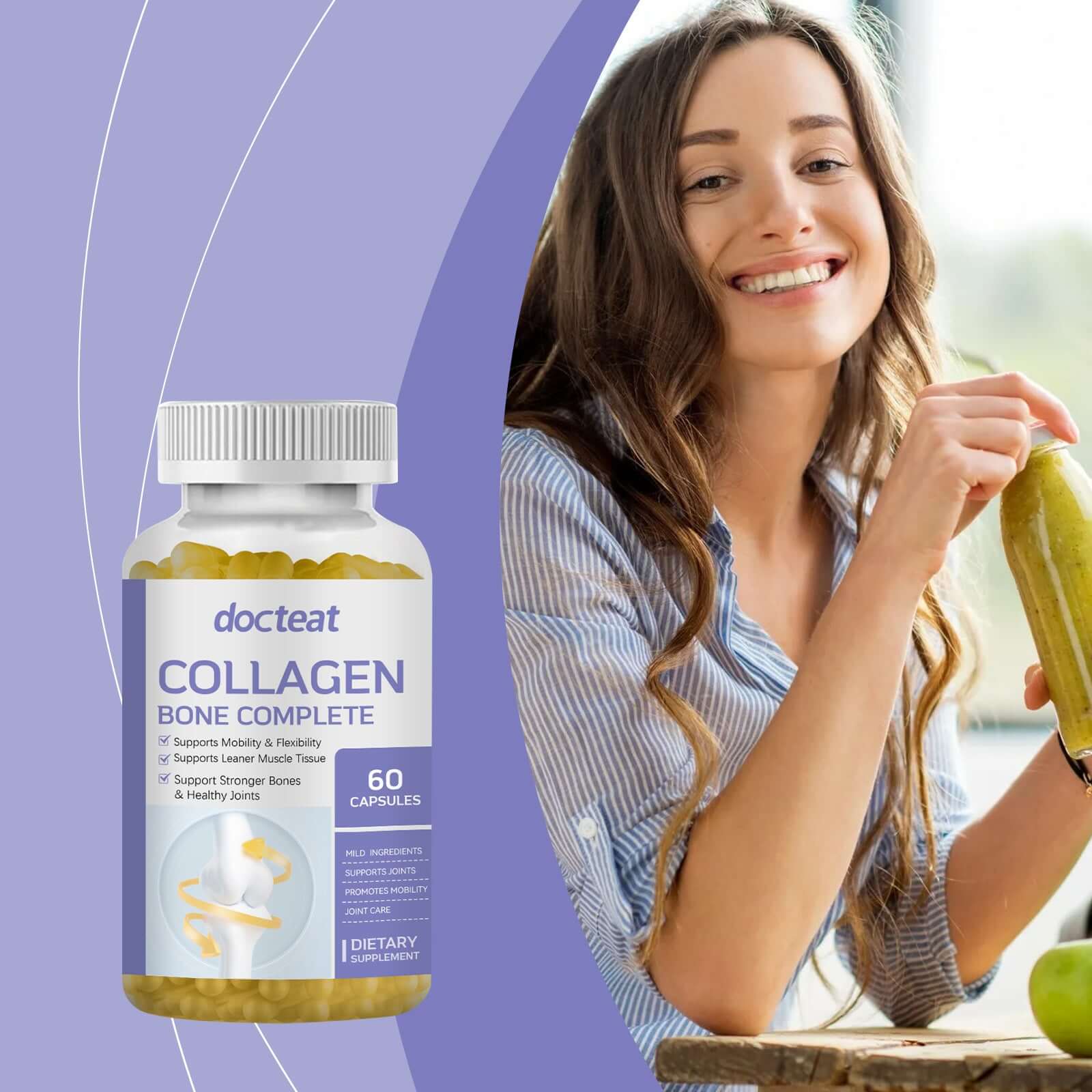 NUTRIVIBE Collagen Capsules support skin, hair, and nails while delivering essential multivitamins for daily wellness.