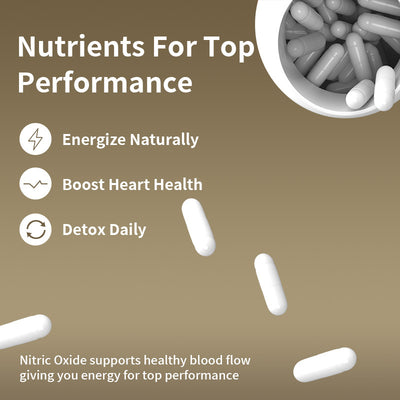 NUTRIVIBE Nitric Oxide Support boosts circulation, oxygen delivery, and endurance for athletes and active lifestyles.