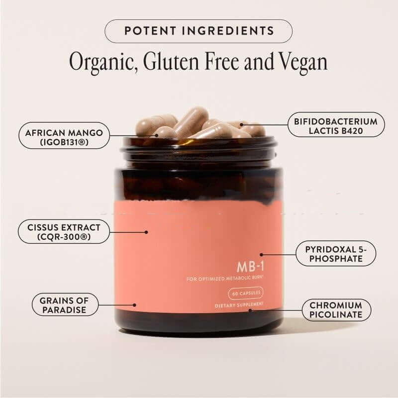 NUTRIVIBE 60 Burner Capsules in a jar, designed for energy and fat support, promoting natural metabolism.