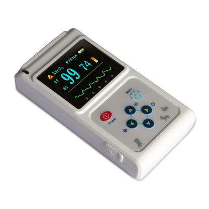 Nutrivibe Veterinary Pulse Oximeter CMS60D accurately monitors oxygen saturation (SpO2) and pulse rate in animals with handheld convenience and PC software integration.