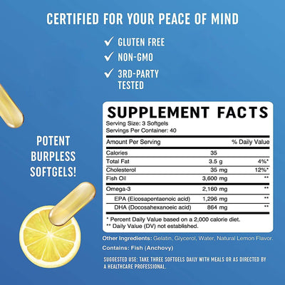 Nutrivibe Fish Oil Soft Capsule Lemon Flavor delivers omega-3 support for heart, brain, and joint health in a refreshing taste.