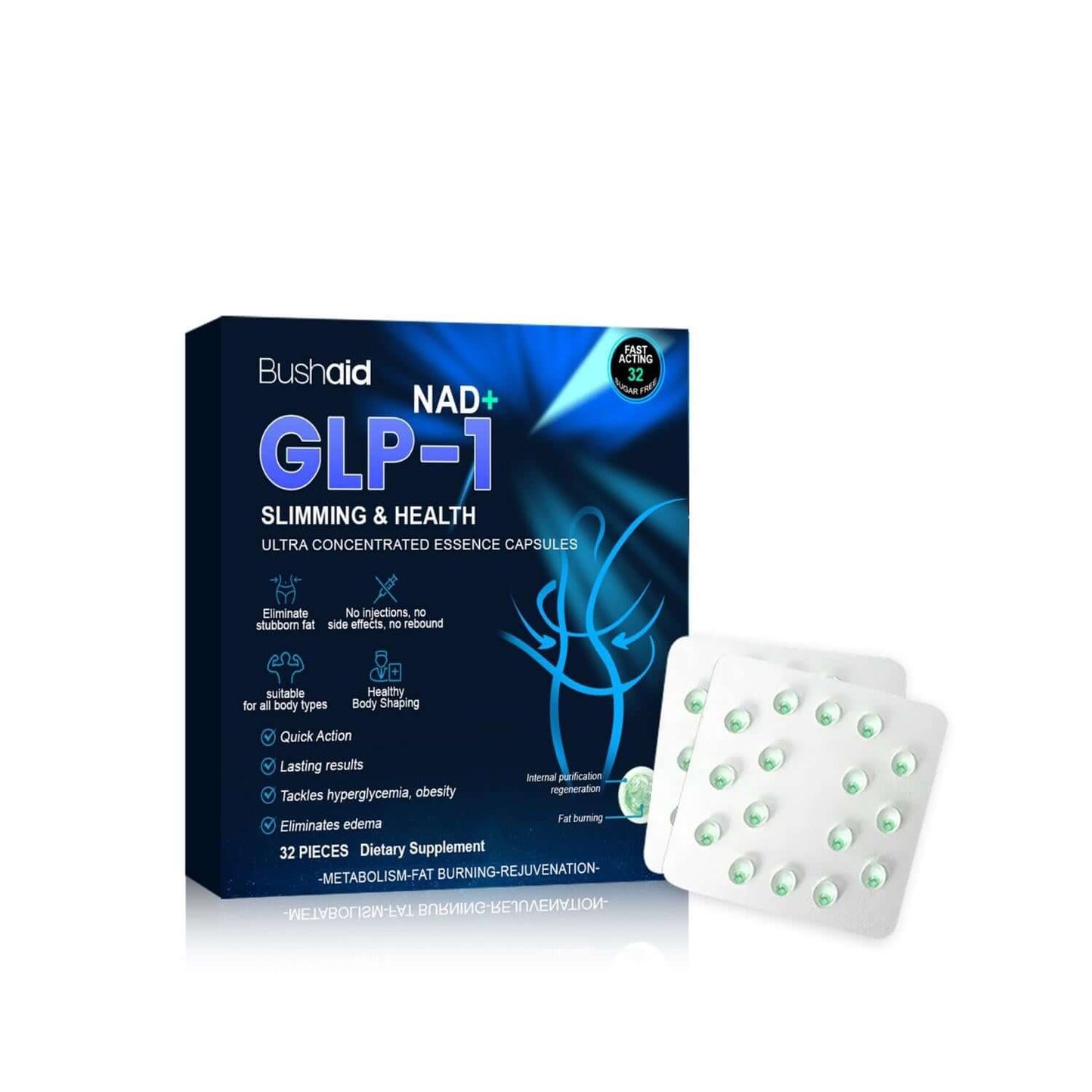 NUTRIVIBE Bushaid NAD+ GLP-1 Slimming & Health Ultra Concentrated Essence Capsules for metabolism and rejuvenation.