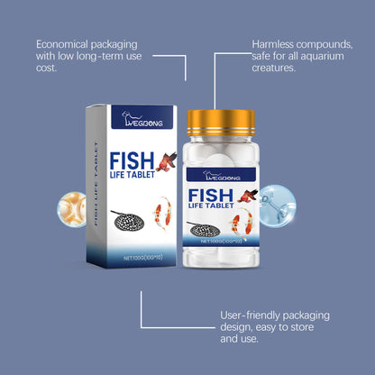 Nutrivibe Aquarium Salt Tablets support fish health, prevent disease, and enhance water quality for ornamental fish and aquariums.