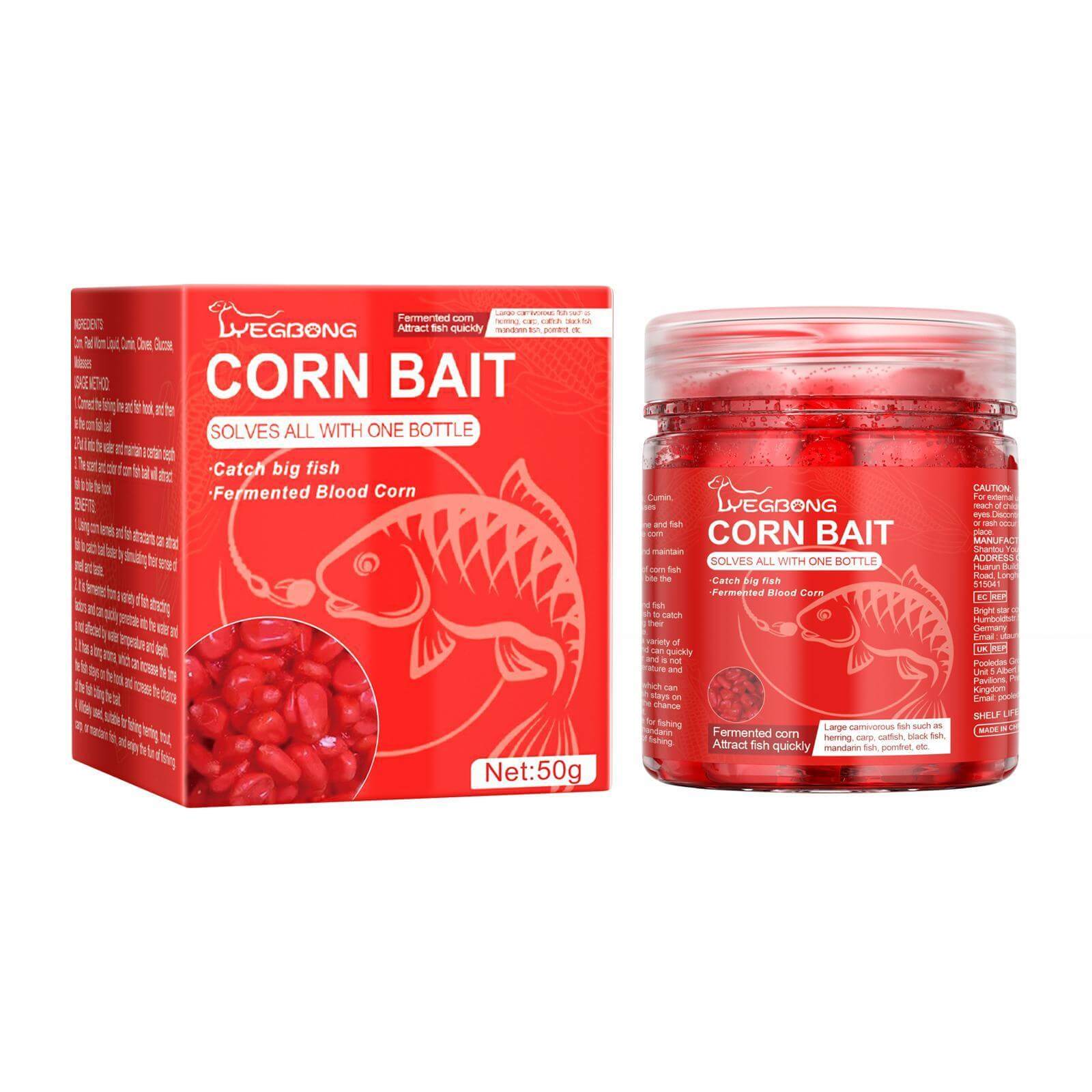 Nutrivibe Premium Corn Fish Bait is a portable, high-performance bait ideal for freshwater reservoirs, rivers, and lakes.