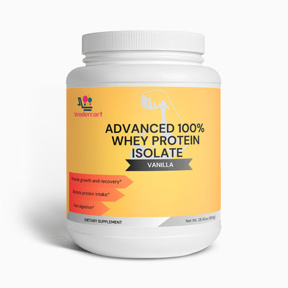 NUTRIVIBE Advanced Whey Protein Isolate supports muscle growth, recovery, and overall wellness with high-quality protein in a 29.6 OZ container.