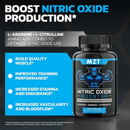 NUTRIVIBE Nitric Oxide Capsules designed to enhance energy, stamina, and circulation for optimal workout performance.