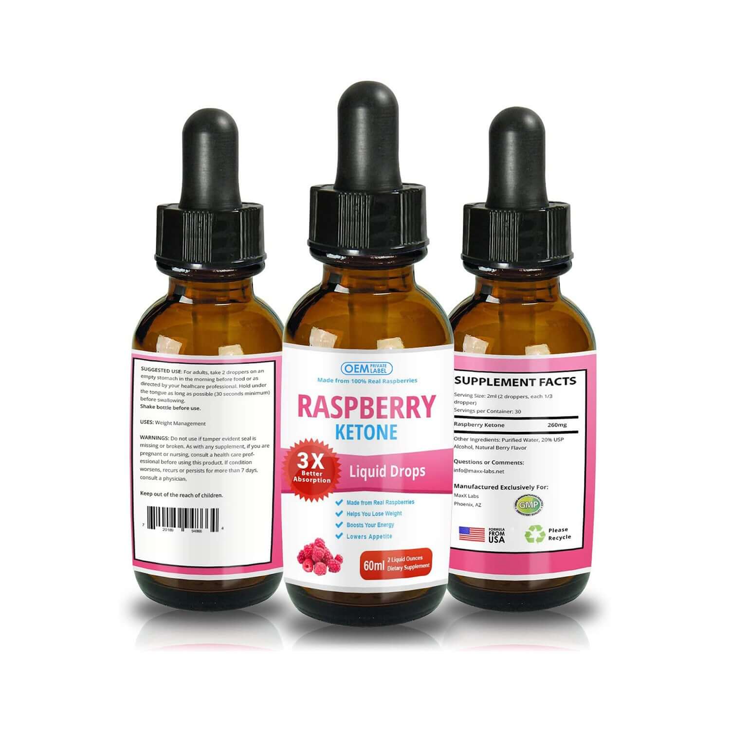 NUTRIVIBE Raspberry Ketone Drops support metabolism, energy, and wellness with a liquid vitamin formula for fast absorption and daily balance.