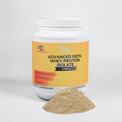 NUTRIVIBE Advanced Whey Protein Isolate supports muscle growth, recovery, and overall wellness with high-quality protein in a 29.6 OZ container.