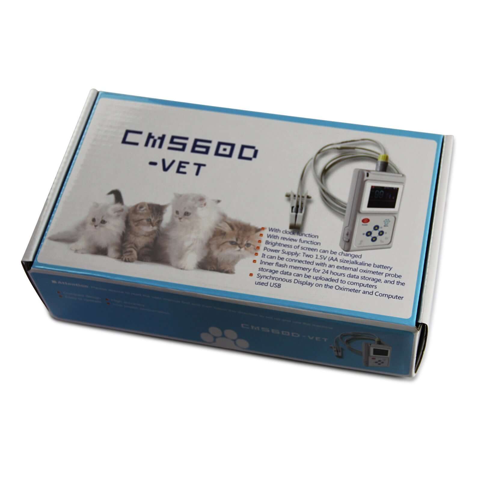 Nutrivibe Veterinary Pulse Oximeter CMS60D accurately monitors oxygen saturation (SpO2) and pulse rate in animals with handheld convenience and PC software integration.