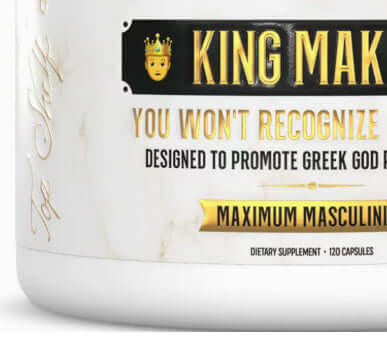 NUTRIVIBE King Maker supplement featuring 6 ingredients to boost masculinity, strength, and performance.