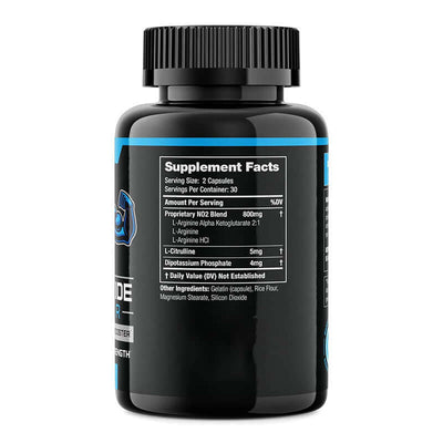 NUTRIVIBE Nitric Oxide Capsules designed to enhance energy, stamina, and circulation for optimal workout performance.