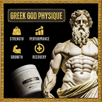 NUTRIVIBE King Maker supplement featuring 6 ingredients to boost masculinity, strength, and performance.