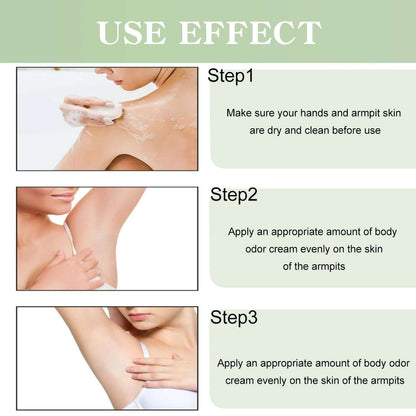 Nutrivibe Body Odor Cream 20g effectively controls body odor, keeps skin fresh, and provides long-lasting protection with natural ingredients.